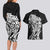 New Zealand Eel Couples Matching Long Sleeve Bodycon Dress and Hawaiian Shirt Tuna Aotearoa Maori Patten - Black