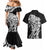 New Zealand Eel Couples Matching Mermaid Dress and Hawaiian Shirt Tuna Aotearoa Maori Patten - Black