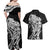 New Zealand Eel Couples Matching Off Shoulder Maxi Dress and Hawaiian Shirt Tuna Aotearoa Maori Patten - Black