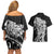 New Zealand Eel Couples Matching Off Shoulder Short Dress and Hawaiian Shirt Tuna Aotearoa Maori Patten - Black