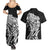 New Zealand Eel Couples Matching Summer Maxi Dress and Hawaiian Shirt Tuna Aotearoa Maori Patten - Black