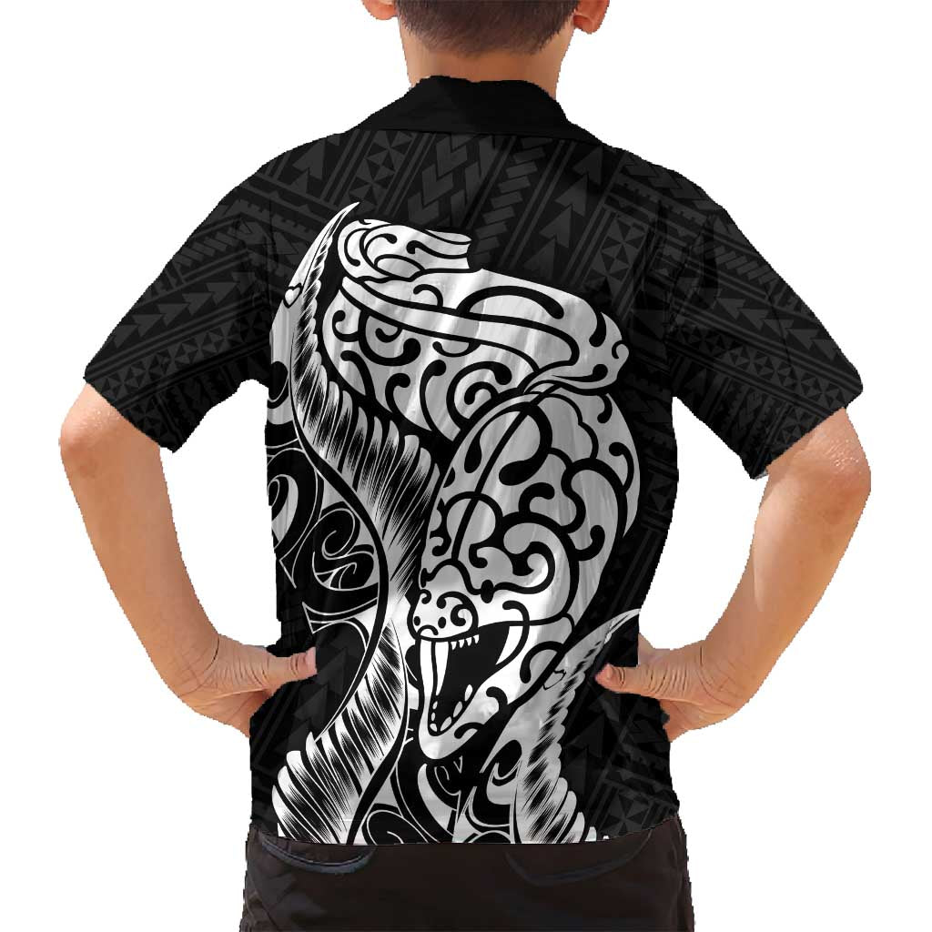 New Zealand Eel Family Matching Long Sleeve Bodycon Dress and Hawaiian Shirt Tuna Aotearoa Maori Patten - Black