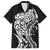 New Zealand Eel Family Matching Off The Shoulder Long Sleeve Dress and Hawaiian Shirt Tuna Aotearoa Maori Patten - Black