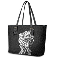New Zealand Eel Leather Tote Bag Tuna Aotearoa Maori Patten - Black LT14 - Polynesian Pride