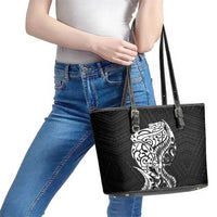 New Zealand Eel Leather Tote Bag Tuna Aotearoa Maori Patten - Black LT14 - Polynesian Pride