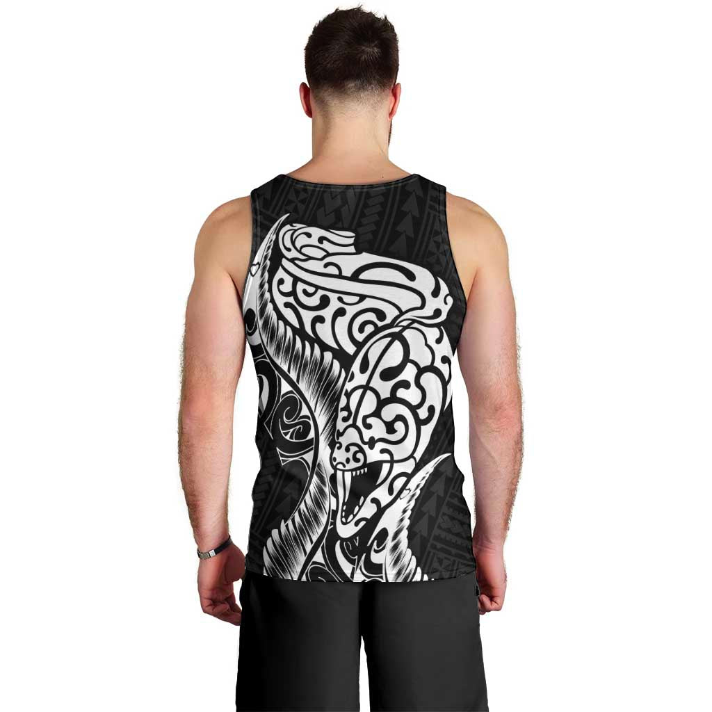 New Zealand Eel Men Tank Top Tuna Aotearoa Maori Patten - Black LT14 - Polynesian Pride