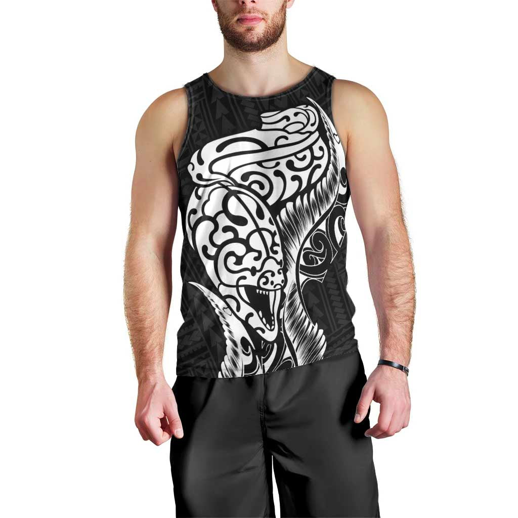 New Zealand Eel Men Tank Top Tuna Aotearoa Maori Patten - Black LT14 - Polynesian Pride
