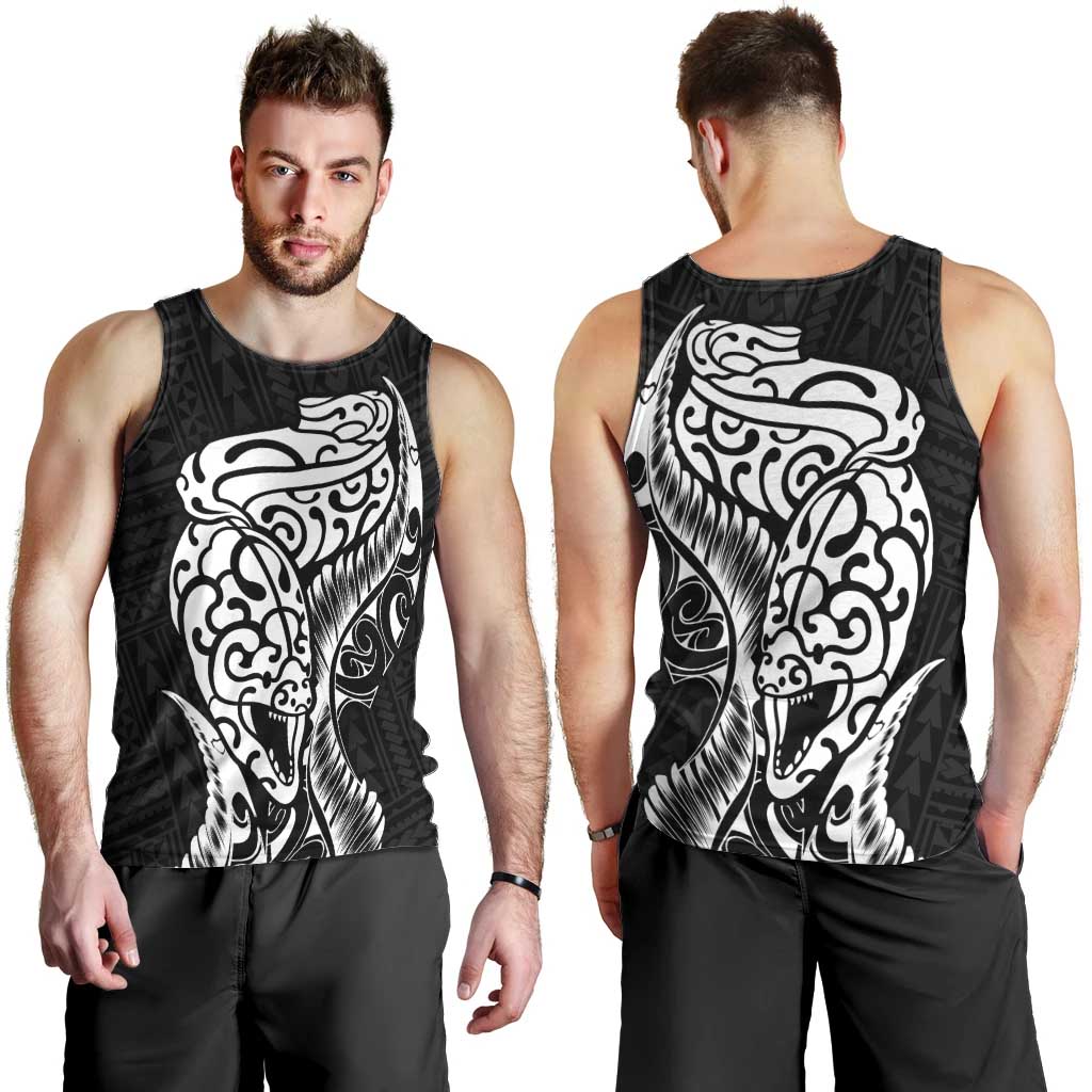 New Zealand Eel Men Tank Top Tuna Aotearoa Maori Patten - Black LT14 - Polynesian Pride