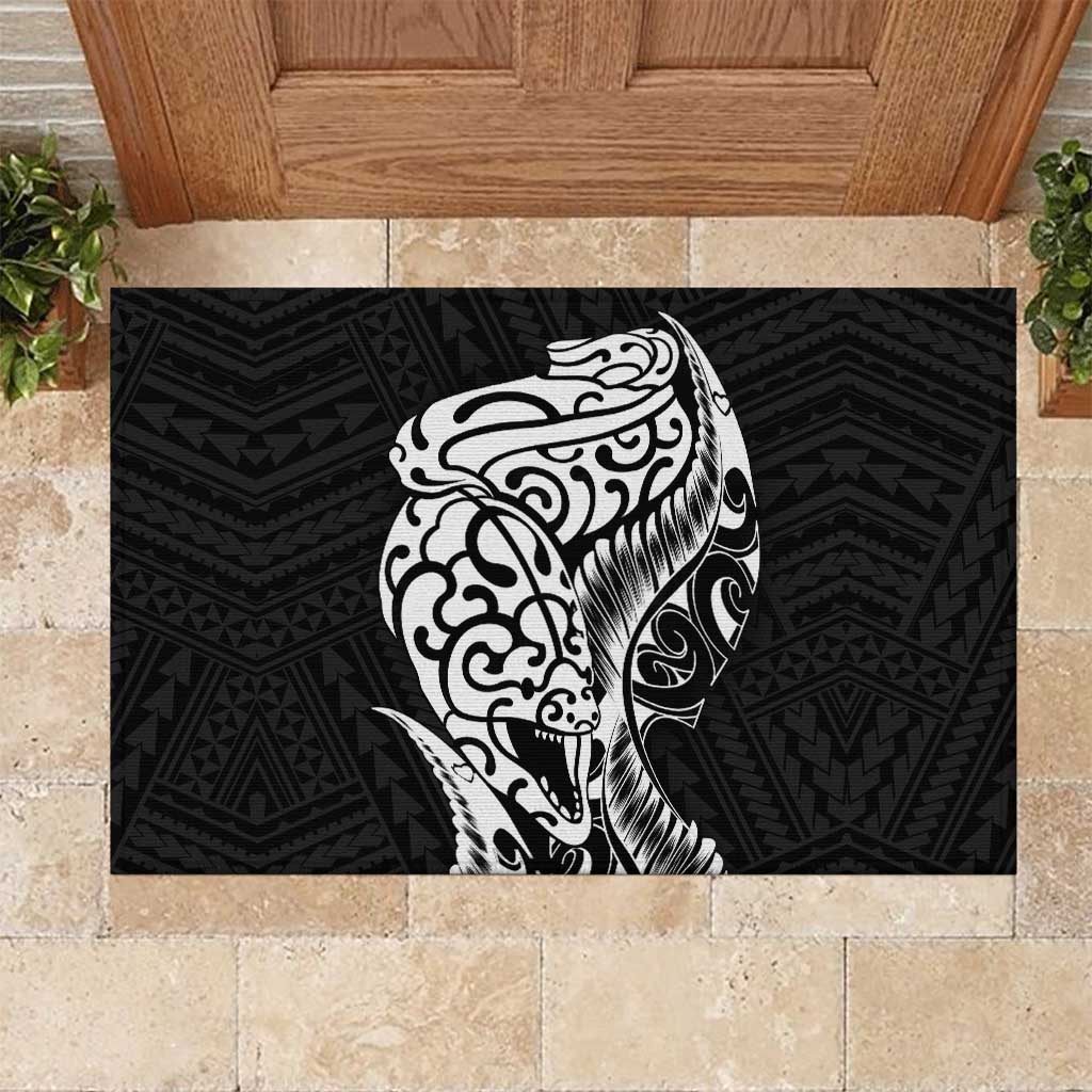 New Zealand Eel Rubber Doormat Tuna Aotearoa Maori Patten - Black