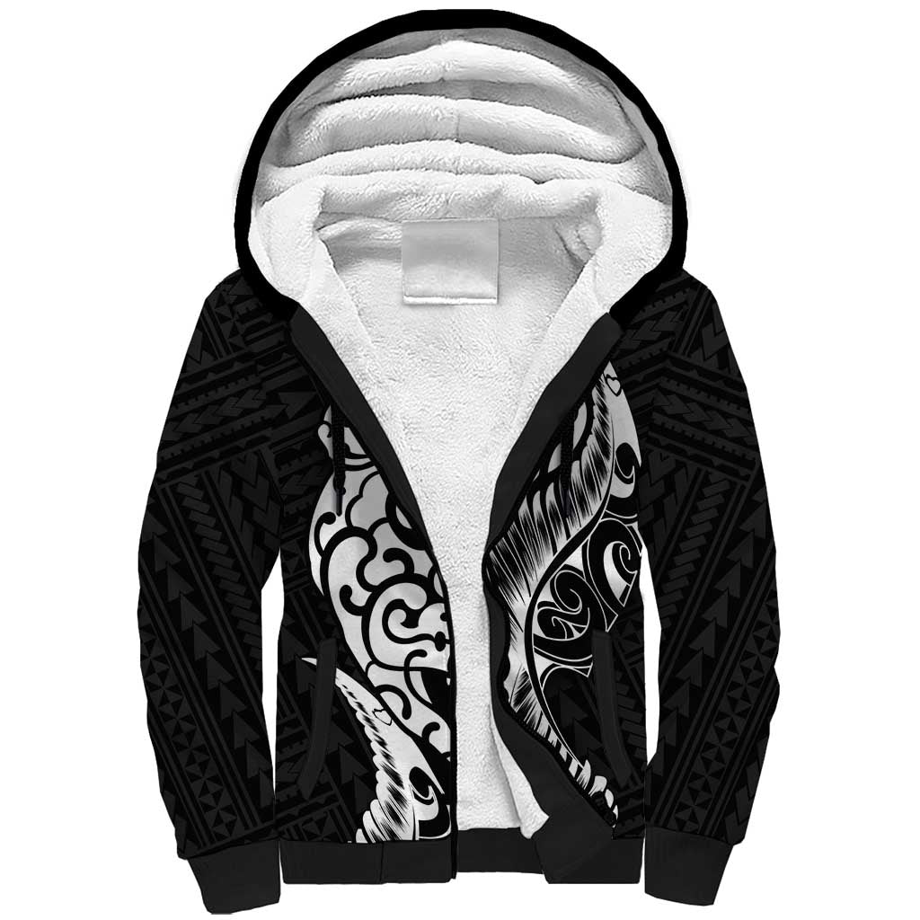 New Zealand Eel Sherpa Hoodie Tuna Aotearoa Maori Patten - Black LT14 Unisex Black - Polynesian Pride