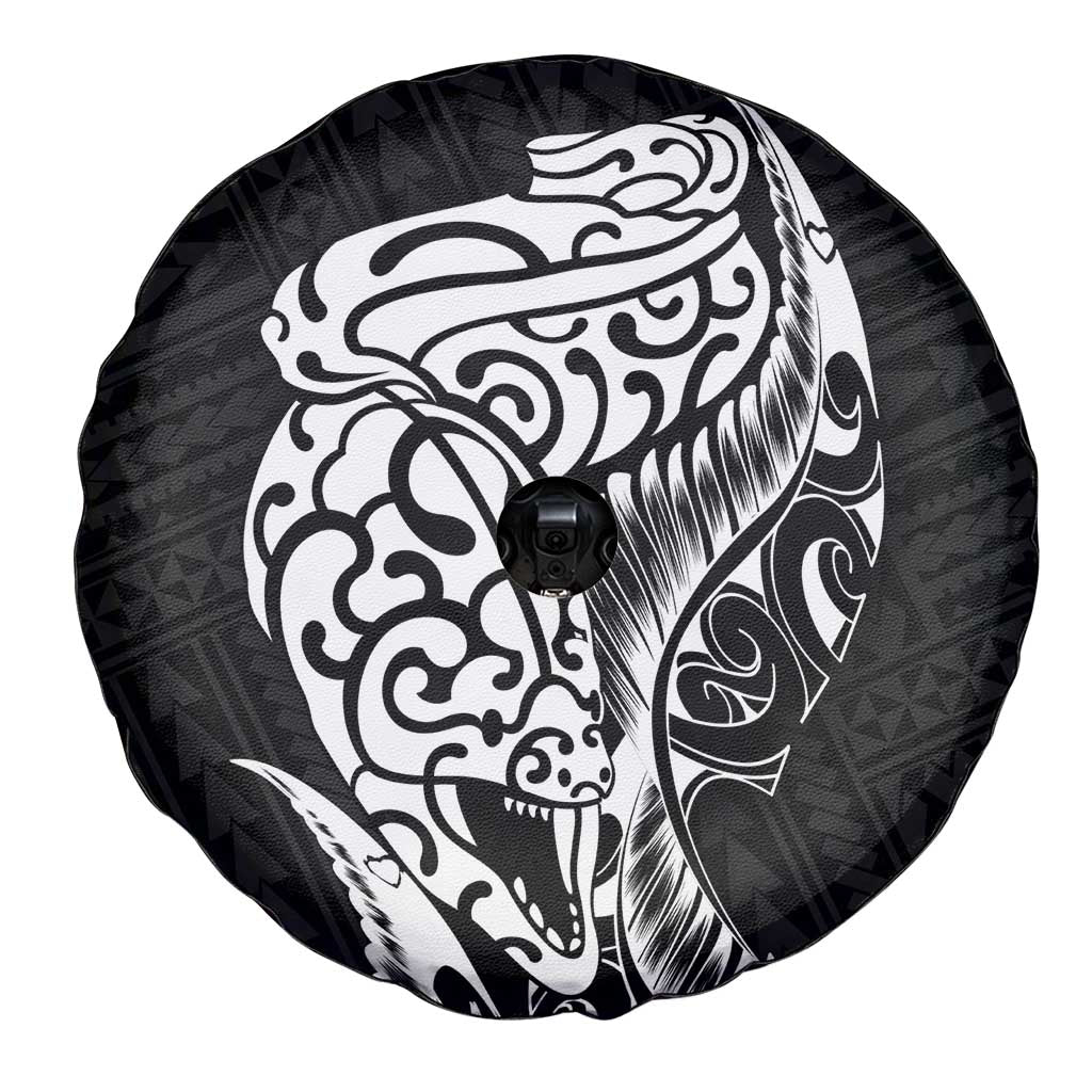 New Zealand Eel Spare Tire Cover Tuna Aotearoa Maori Patten - Black LT14 - Polynesian Pride