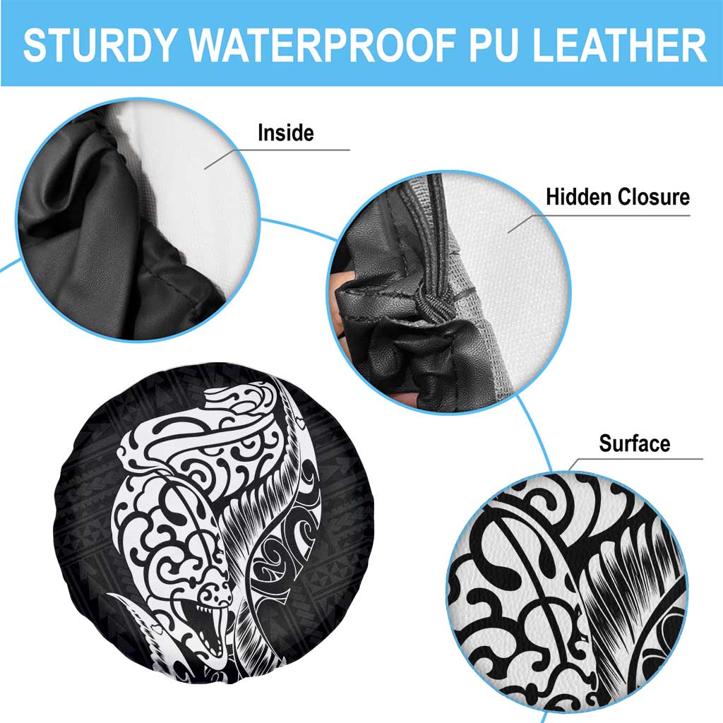 New Zealand Eel Spare Tire Cover Tuna Aotearoa Maori Patten - Black LT14 - Polynesian Pride