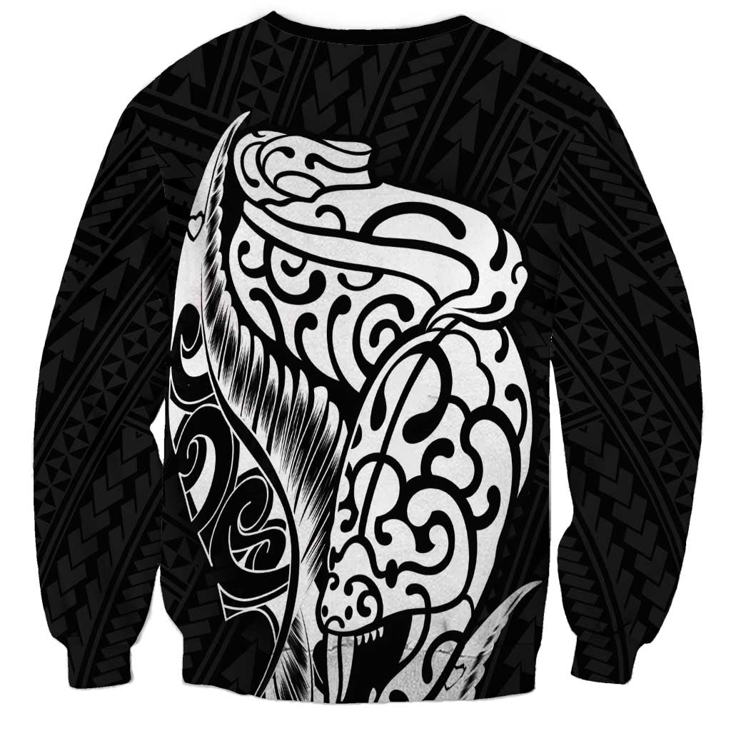 New Zealand Eel Sweatshirt Tuna Aotearoa Maori Patten - Black LT14 - Polynesian Pride