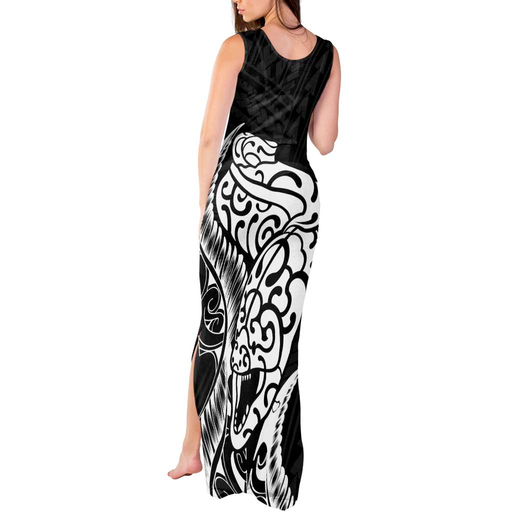 New Zealand Eel Tank Maxi Dress Tuna Aotearoa Maori Patten - Black LT14 - Polynesian Pride