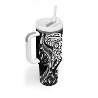 New Zealand Eel Tumbler With Handle Tuna Aotearoa Maori Patten - Black LT14 - Polynesian Pride