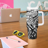 New Zealand Eel Tumbler With Handle Tuna Aotearoa Maori Patten - Black LT14 - Polynesian Pride