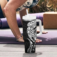New Zealand Eel Tumbler With Handle Tuna Aotearoa Maori Patten - Black LT14 - Polynesian Pride