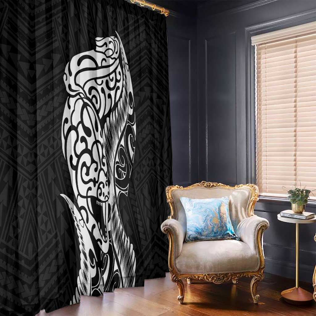 New Zealand Eel Window Curtain Tuna Aotearoa Maori Patten - Black LT14 - Polynesian Pride