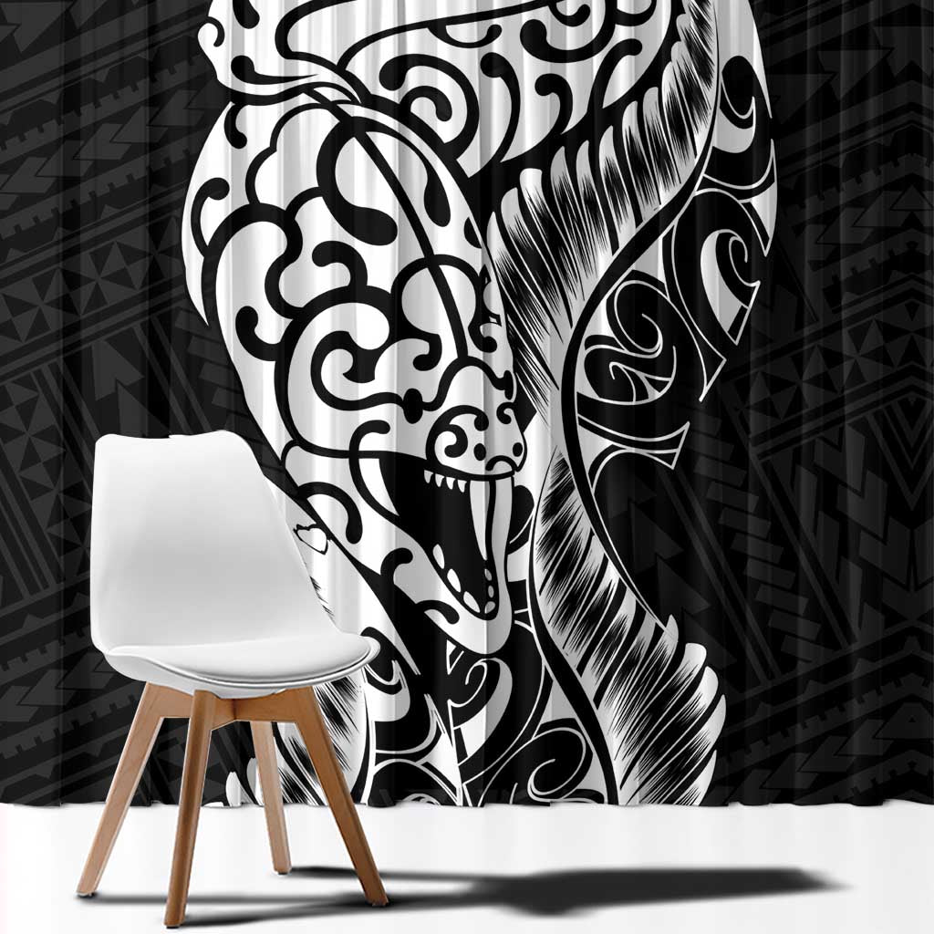 New Zealand Eel Window Curtain Tuna Aotearoa Maori Patten - Black LT14 - Polynesian Pride
