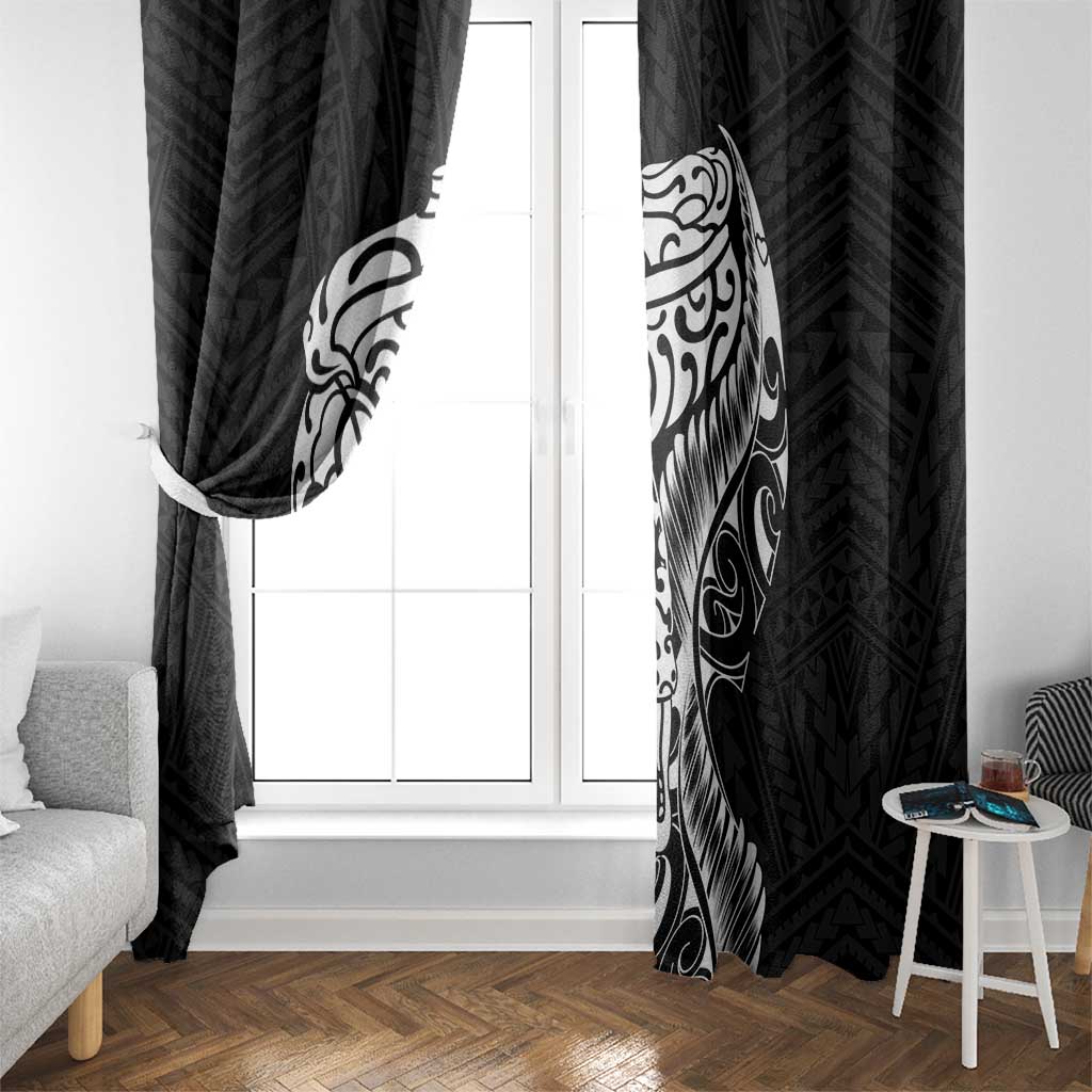 New Zealand Eel Window Curtain Tuna Aotearoa Maori Patten - Black LT14 - Polynesian Pride