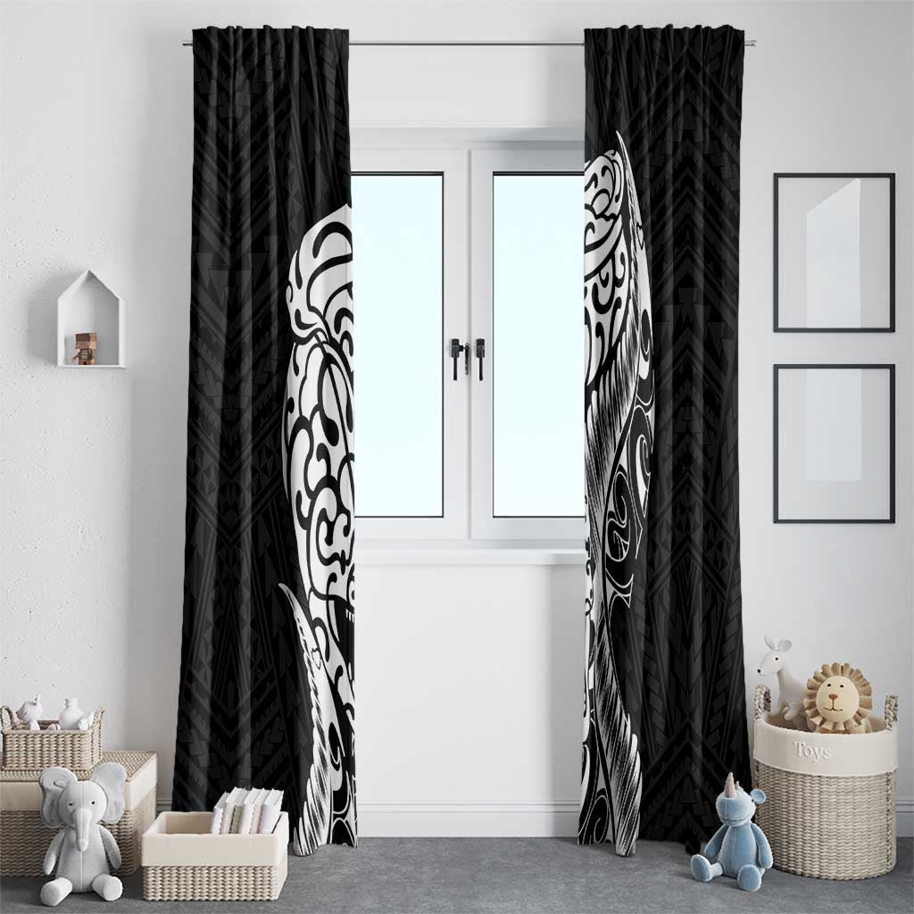 New Zealand Eel Window Curtain Tuna Aotearoa Maori Patten - Black LT14 - Polynesian Pride