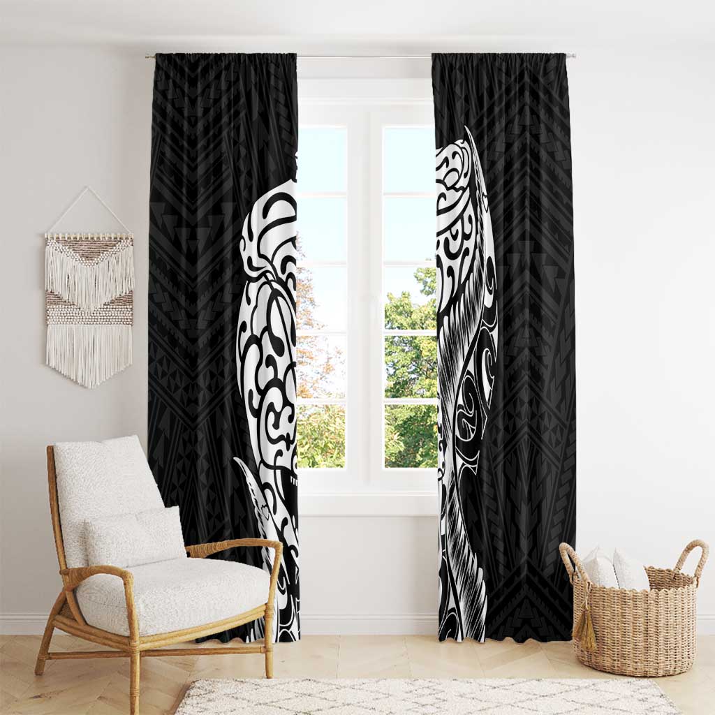 New Zealand Eel Window Curtain Tuna Aotearoa Maori Patten - Black LT14 - Polynesian Pride