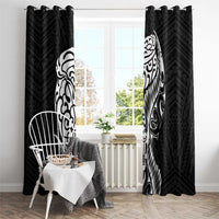 New Zealand Eel Window Curtain Tuna Aotearoa Maori Patten - Black LT14 - Polynesian Pride