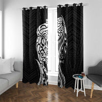 New Zealand Eel Window Curtain Tuna Aotearoa Maori Patten - Black LT14 With Grommets Black - Polynesian Pride