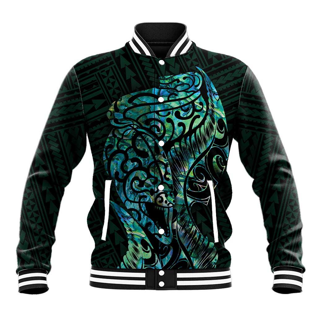 New Zealand Eel Baseball Jacket Tuna Aotearoa Maori With Paua Shell - Turquoise LT14 Unisex Turquoise - Polynesian Pride