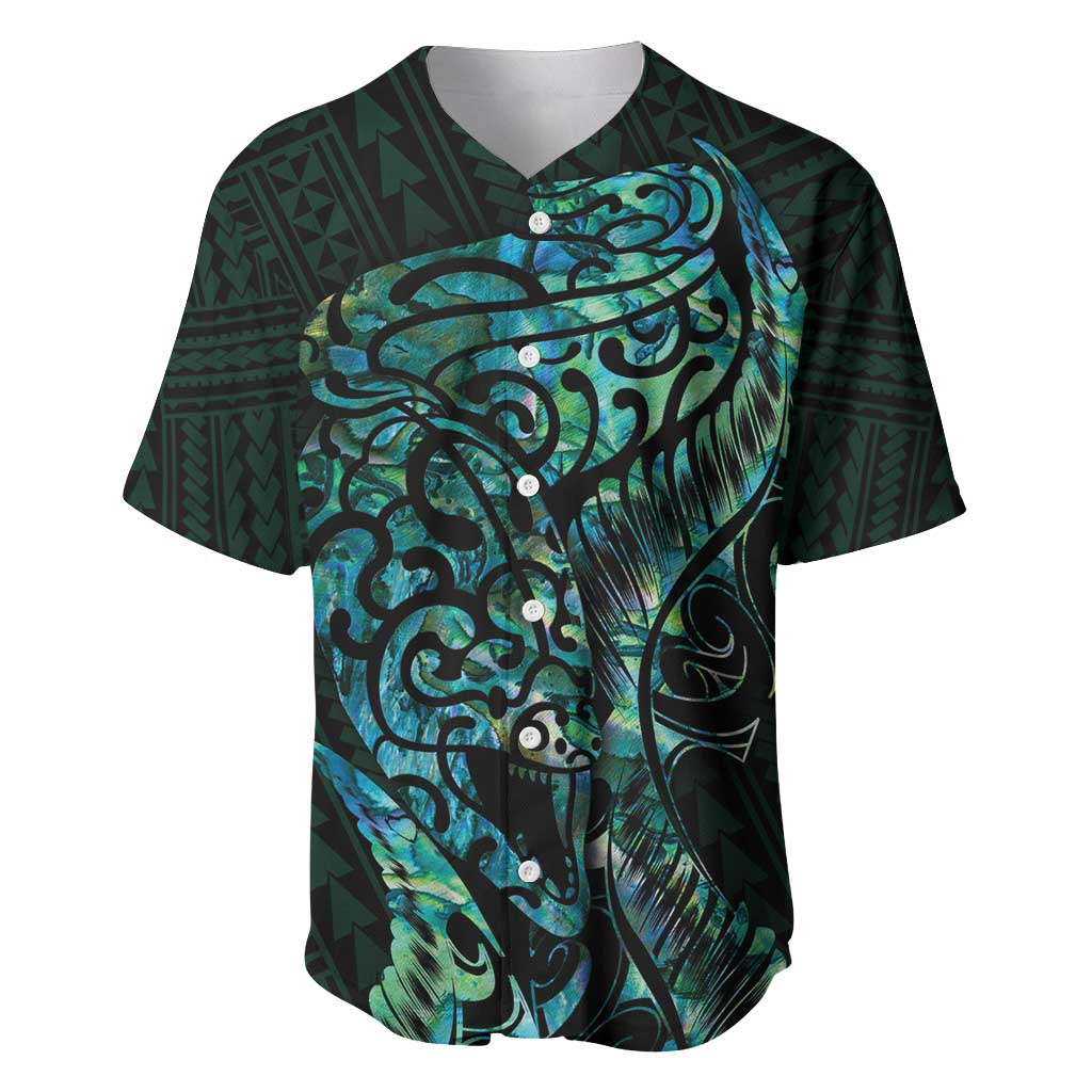 New Zealand Eel Baseball Jersey Tuna Aotearoa Maori With Paua Shell - Turquoise