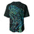 New Zealand Eel Baseball Jersey Tuna Aotearoa Maori With Paua Shell - Turquoise