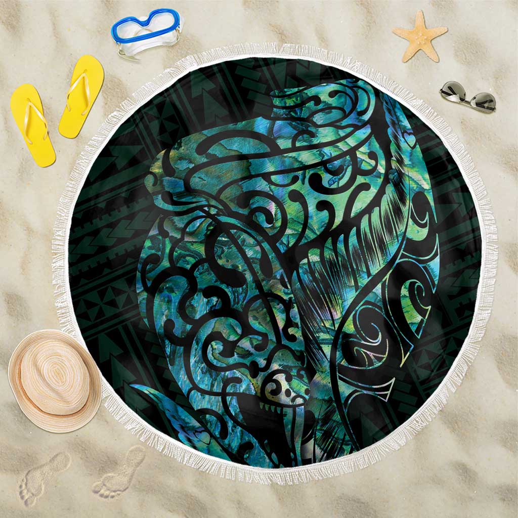 New Zealand Eel Beach Blanket Tuna Aotearoa Maori With Paua Shell - Turquoise LT14 One Size 150cm Turquoise - Polynesian Pride