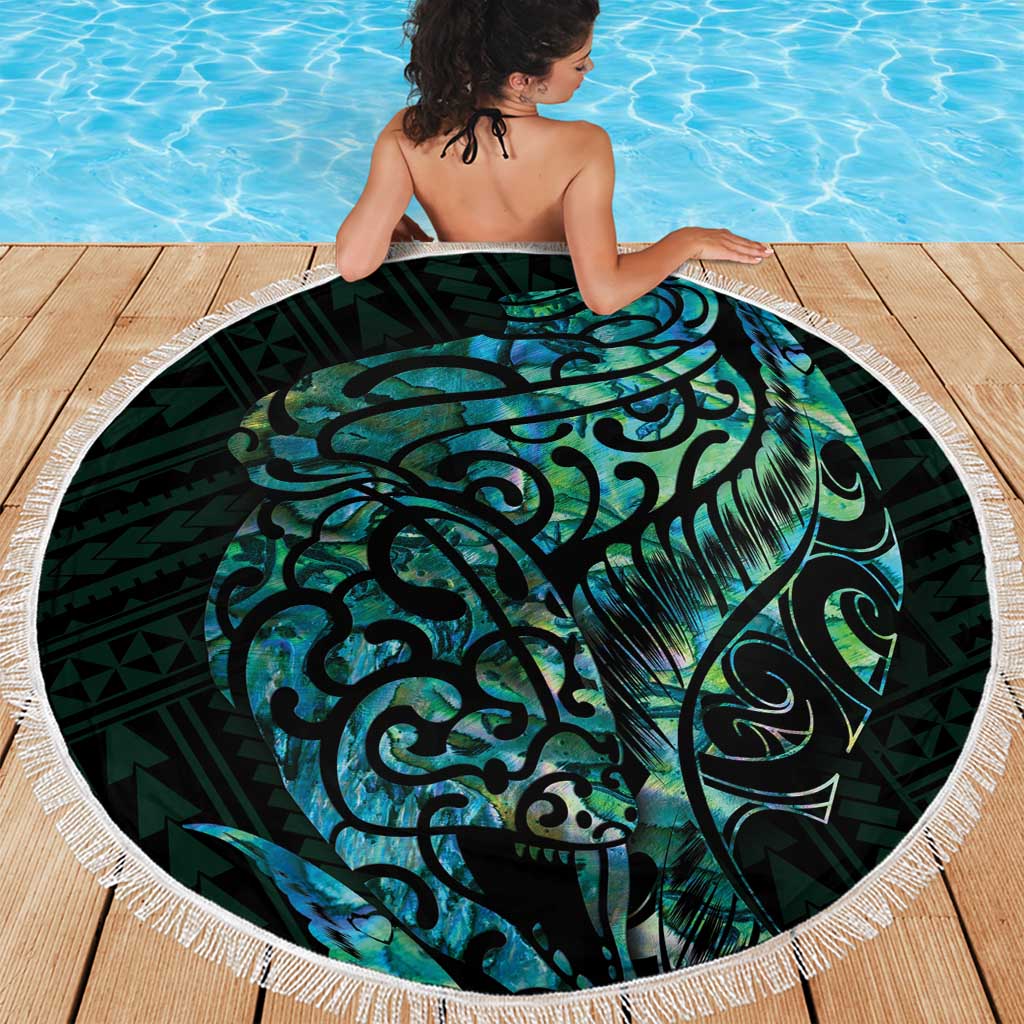 New Zealand Eel Beach Blanket Tuna Aotearoa Maori With Paua Shell - Turquoise LT14 - Polynesian Pride