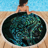 New Zealand Eel Beach Blanket Tuna Aotearoa Maori With Paua Shell - Turquoise LT14 - Polynesian Pride