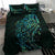 New Zealand Eel Bedding Set Tuna Aotearoa Maori With Paua Shell - Turquoise