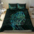 New Zealand Eel Bedding Set Tuna Aotearoa Maori With Paua Shell - Turquoise