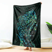 New Zealand Eel Blanket Tuna Aotearoa Maori With Paua Shell - Turquoise LT14 - Polynesian Pride