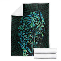 New Zealand Eel Blanket Tuna Aotearoa Maori With Paua Shell - Turquoise LT14 - Polynesian Pride