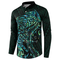 New Zealand Eel Button Sweatshirt Tuna Aotearoa Maori With Paua Shell - Turquoise LT14 - Polynesian Pride