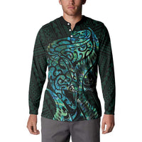 New Zealand Eel Button Sweatshirt Tuna Aotearoa Maori With Paua Shell - Turquoise LT14 - Polynesian Pride