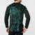 New Zealand Eel Button Sweatshirt Tuna Aotearoa Maori With Paua Shell - Turquoise