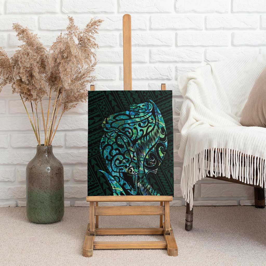 New Zealand Eel Canvas Wall Art Tuna Aotearoa Maori With Paua Shell - Turquoise LT14 - Polynesian Pride