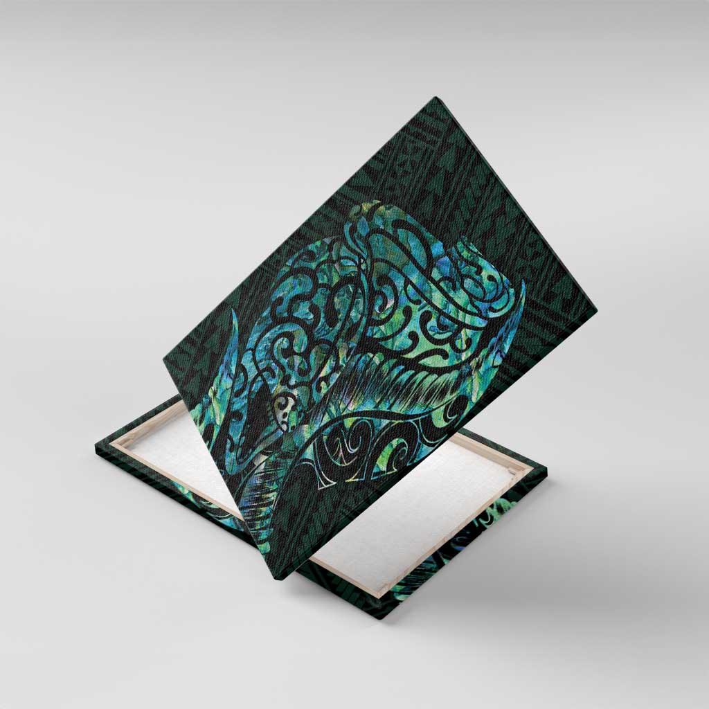 New Zealand Eel Canvas Wall Art Tuna Aotearoa Maori With Paua Shell - Turquoise LT14 With Frame Turquoise - Polynesian Pride