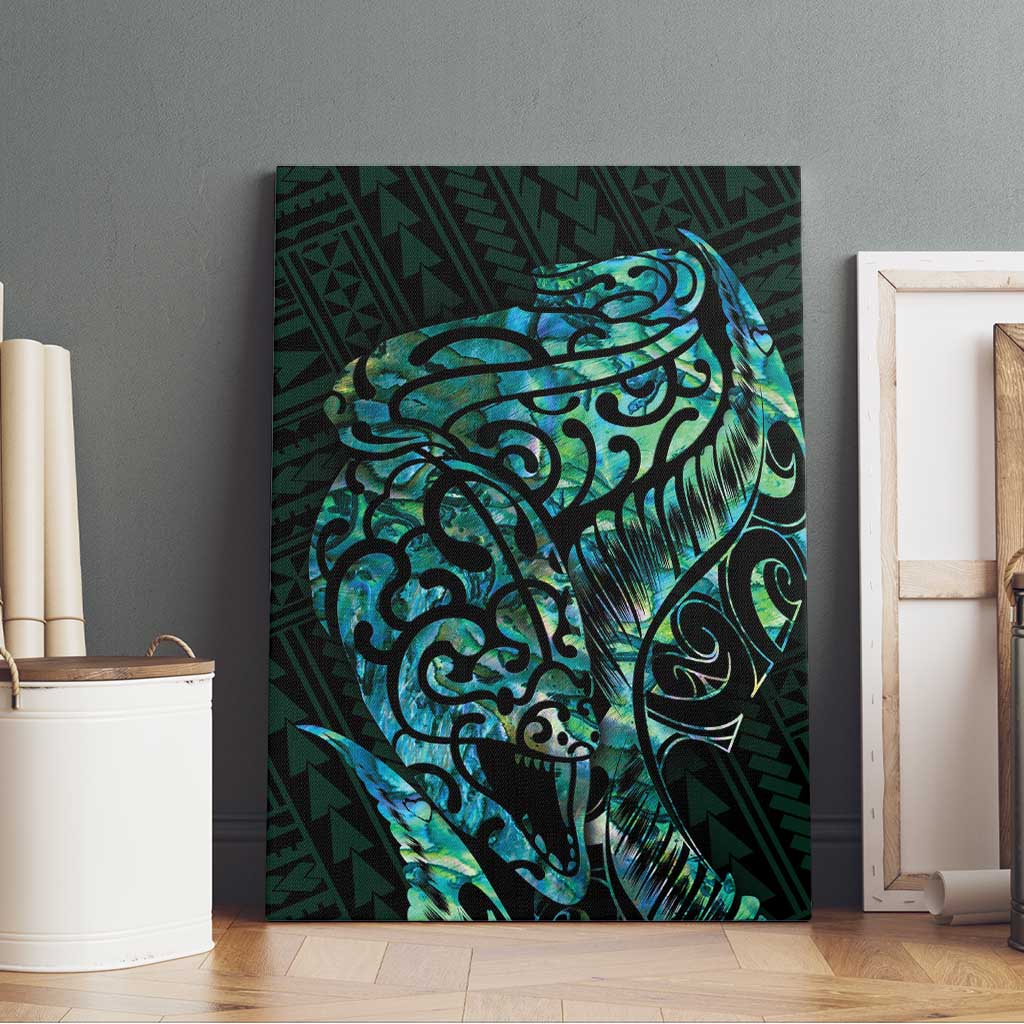 New Zealand Eel Canvas Wall Art Tuna Aotearoa Maori With Paua Shell - Turquoise LT14 - Polynesian Pride