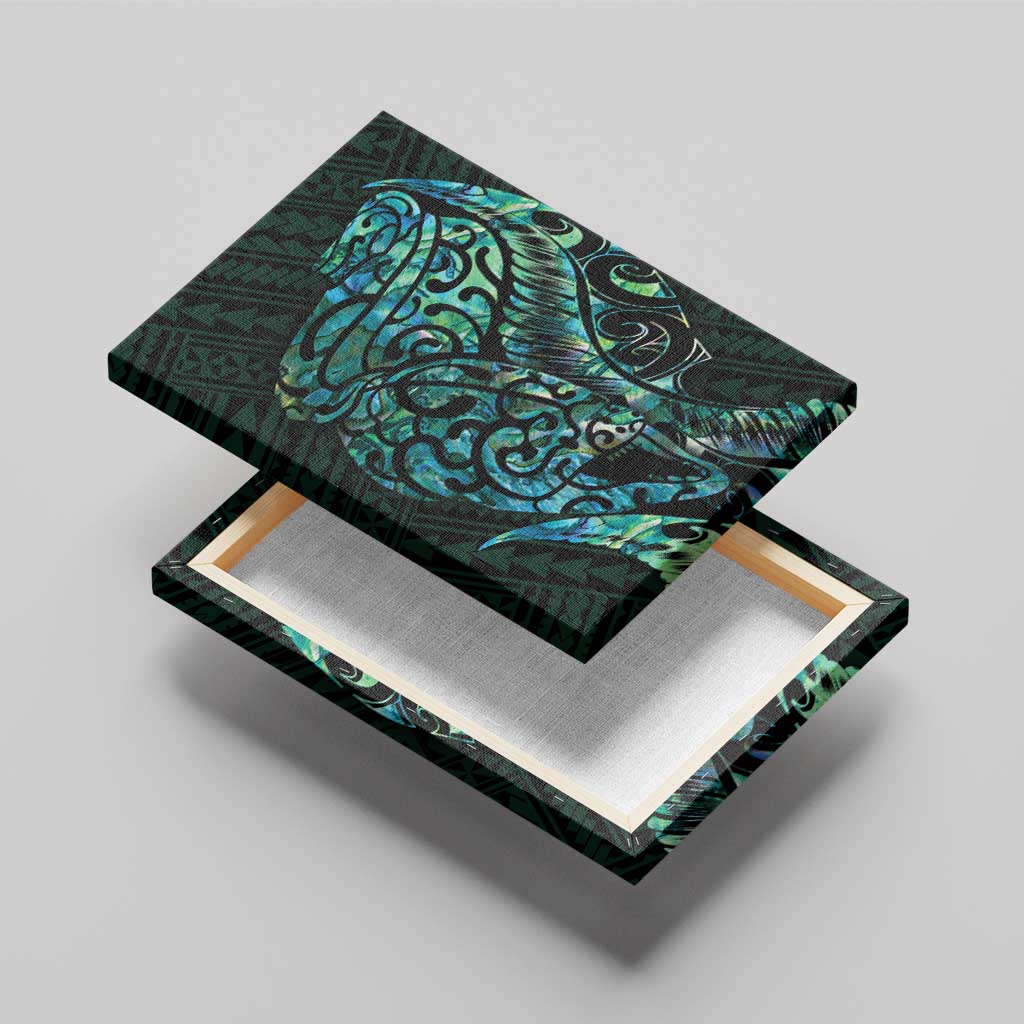 New Zealand Eel Canvas Wall Art Tuna Aotearoa Maori With Paua Shell - Turquoise LT14 - Polynesian Pride
