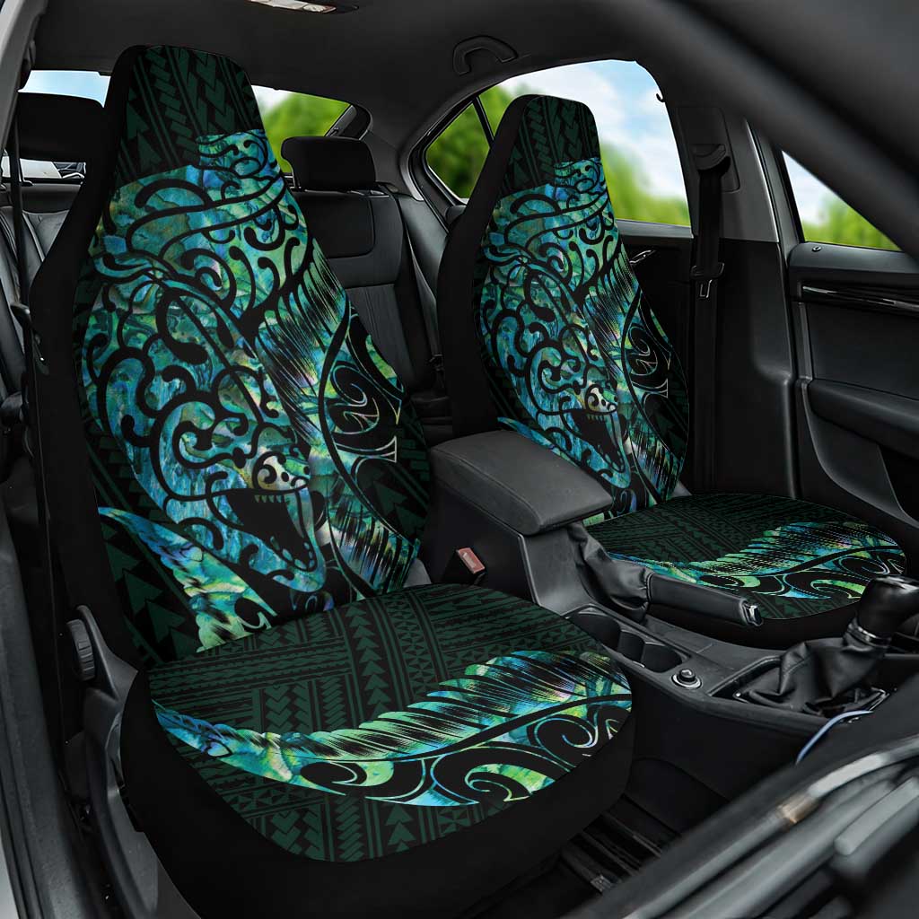 New Zealand Eel Car Seat Cover Tuna Aotearoa Maori With Paua Shell - Turquoise