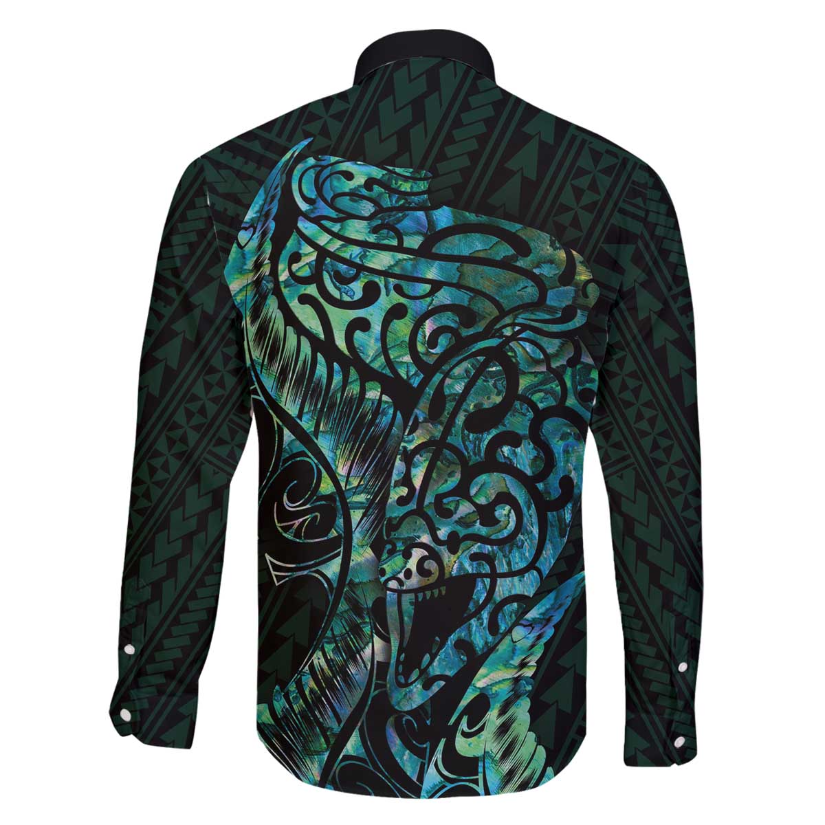 New Zealand Eel Family Matching Off The Shoulder Long Sleeve Dress and Hawaiian Shirt Tuna Aotearoa Maori With Paua Shell - Turquoise