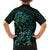 New Zealand Eel Family Matching Off Shoulder Maxi Dress and Hawaiian Shirt Tuna Aotearoa Maori With Paua Shell - Turquoise