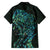 New Zealand Eel Family Matching Off Shoulder Short Dress and Hawaiian Shirt Tuna Aotearoa Maori With Paua Shell - Turquoise