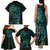 New Zealand Eel Family Matching Tank Maxi Dress and Hawaiian Shirt Tuna Aotearoa Maori With Paua Shell - Turquoise